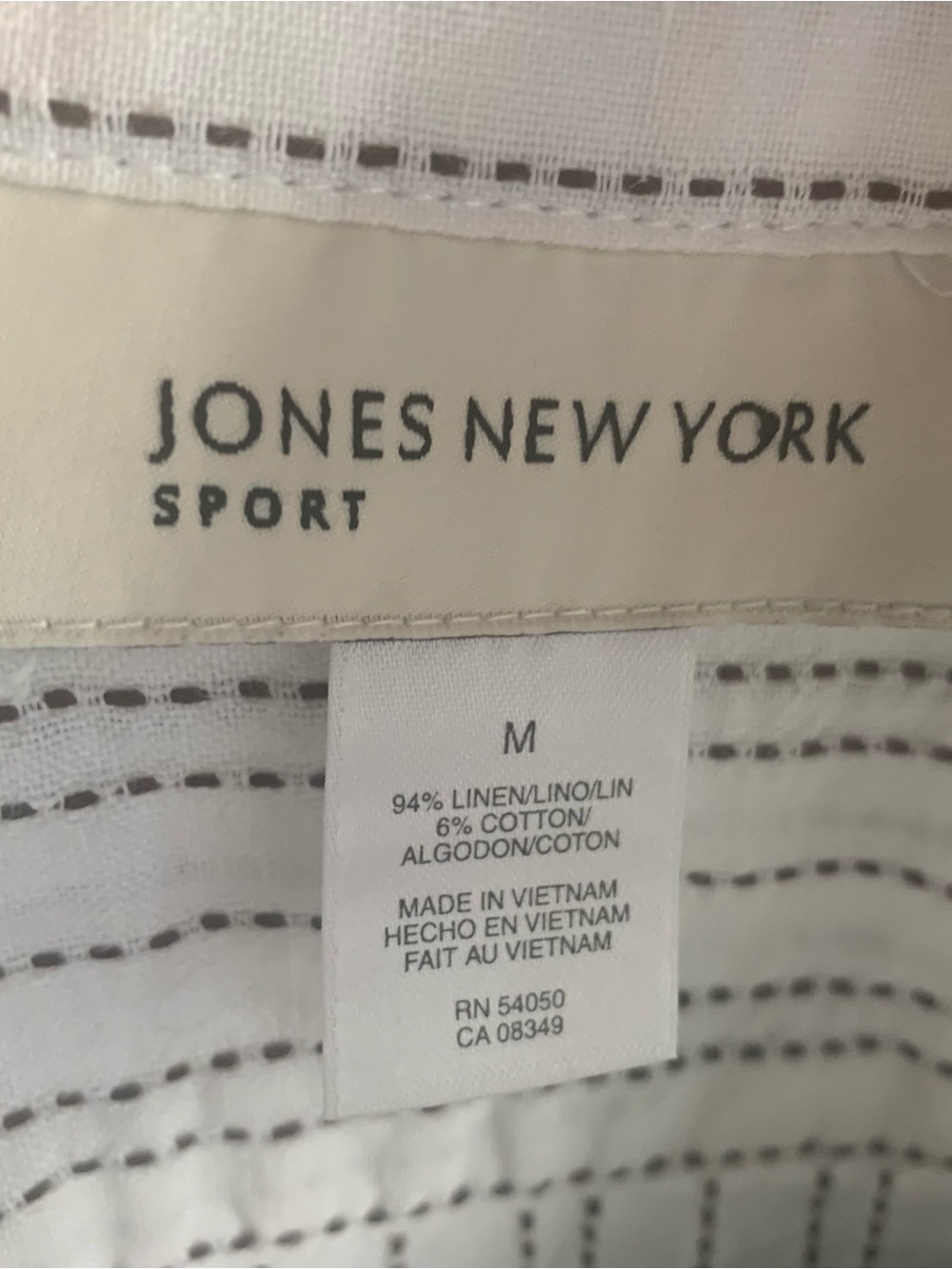 Jones New York Sport Linen Sleeveless Collared Shirt Coastal Golf Pinstripe M - Picture 10 of 11